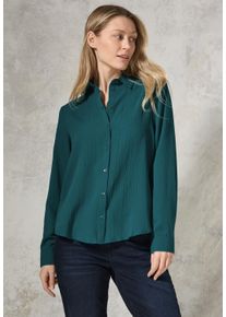 Cecil Damen Langarmbluse, blau, casual, Gr. XL, unifarben, Stoff, 56% Viskose, 43% Polyester, 1% Elasthan, Blusen, aus stretchigem Viskosematerial
