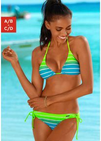 Venice Beach Damen Triangel-Bikini, grün, Gr. 34, Farbverlauf, gestreift, Polyamid, Bikini-Sets, mit Farbverlauf, regulierbares Top, mit
