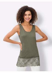 Heine Damen Shirttop, grün, Gr. 50, unifarben, 95% Viskose, 5% Elasthan, Tops