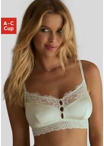 Lascana Damen Bralette-BH "Alana", Gr. 75, grün, Spitze, Obermaterial: 60% Seide, 32% Polyamid, 8% Elasthan, elegant, BHs, ohne Bügel aus edler