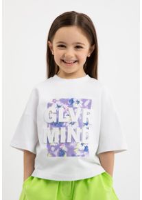 Gulliver Mädchen T-Shirt, weiß, casual, Gr. 128, bedruckt, 95% Baumwolle, 5% Elasthan, Shirts, mit Rundhalsausschnitt