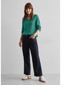 Cecil Damen Langarmshirt, grün, casual, Gr. XXL, unifarben, Web, Stoff, 50% Baumwolle, 50% Modal, Shirts, aus softem Materialmix