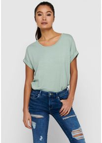 Only Damen T-Shirt "ONLMOSTER S/S O-NECK TOP NOOS JRS", grün, casual, Gr. M, unifarben, Jersey, Obermaterial: 75% Viskose, 20% Polyester, 5%