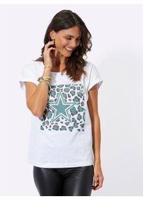 Inspirationen Damen Rundhalsshirt "Shirt", weiß, Gr. 38, gemustert, mehrfarbig, animal-print, 100% Baumwolle, Shirts