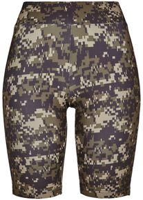 Urban Classics Damen Stoffhose "Urban Classics Damen Ladies High Waist Camo Tech Cycle Shorts", grün, Gr. S, 77% Polyester, 23% Elasthan, Hosen