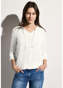 Cecil Damen Langarmbluse, weiß, casual, Gr. L, unifarben, Stoff, 100% Viskose, Blusen, mit 3/4 Ärmeln