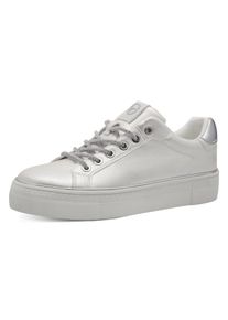 Tamaris Damen Plateausneaker, Gr. 39, weiß, Lederimitat, sportlich, Schuhe, Freizeitschuh, Halbschuh, Schnürschuh, Kontrastbesatz an der Ferse