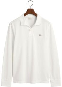 Gant Herren Poloshirt "REG SHIELD LS PIQUE RUGGER", weiß, casual, Gr. XXXL, unifarben, Jersey, Obermaterial: 100% Baumwolle, Shirts, mit Logotickerei
