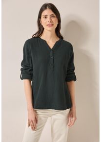 Cecil Damen Langarmbluseslate khaki, casual, Gr. M, unifarben, Web, 100% Baumwolle, Blusen, aus reiner Baumwolle
