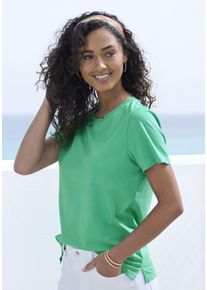 Beach Time BEACHTIME Damen T-Shirt "mit modischem Schlitz am Saum", grün, Basic, Gr. 36, unifarben, Single Jersey, Obermaterial: 100% Baumwolle, Shirts, aus