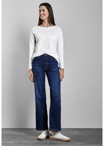 Street One Damen Langarmshirt, weiß, casual, Gr. 44, unifarben, Web, 100% Baumwolle, Shirts, aus reiner Baumwolle