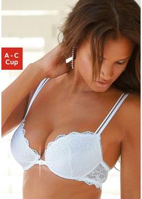 Lascana Damen Push-up-BH, Gr. 75, weiß, Spitze, Obermaterial: 60% Polyamid, 35% Polyester, 5% Elasthan, feminin, BHs, mit praktischem