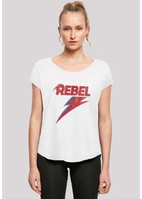 F4NT4STIC Damen T-Shirt "David Bowie Distressed Rebel", weiß, casual, Gr. XXL, Obermaterial: 100% Baumwolle, Shirts, Print