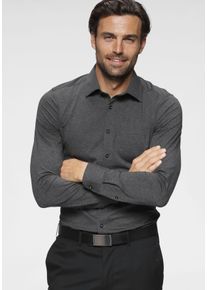 OLYMP Herren Businesshemd "Level Five body fit Jerseyshirt", grau, elegant, Gr. 44, Web, Obermaterial: 92% Baumwolle, 8% Elasthan, Hemden, in Jersey