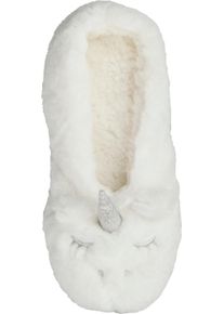 Damen Haussocken, Capelli New York, Gr. 39, weiß, Polyester, unifarben mit Farbeinsatz, Socken, mit glitzerndem Einhorn-Horn