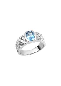 Vivance Damen Fingerring "925 Sterling Silber rhodiniert synth. Blautopas", 052 (16,6), Silber 925 (Sterlingsilber), weiß, Silber 925