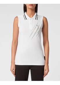 Plein Sport Damen Poloshirt "Scratch", weiß, Gr. M, Obermaterial: 100% Baumwolle, Shirts