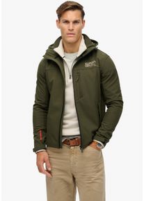 Superdry Herren Outdoorjacke "HOODED SOFT SHELL TREKKER JKT", grün, modisch, Gr. XXL, unifarben, Web, Obermaterial: 96% Polyester, 4% Elasthan, Jacken