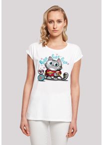 F4NT4STIC Damen T-Shirt "Big Bang Theory Bazinga Kitty", weiß, casual, Gr. M, Obermaterial: 100% Baumwolle, Shirts, Damen,Premium