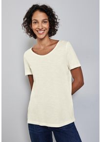 Street One Damen V-Shirt, weiß, casual, Gr. 38, unifarben, Web, Stoff, 50% Baumwolle, 50% Modal, Shirts, mit V-Ausschnitt