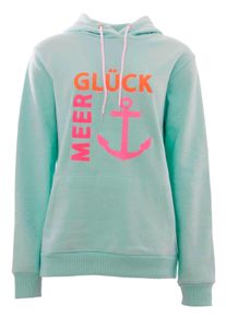 Zwillingsherz Damen Sweatshirt, grün, casual, Gr. SM, unifarben, Sweatware, Obermaterial: 80% Baumwolle, 20% Polyester, Sweatshirts, mit Kapuze,