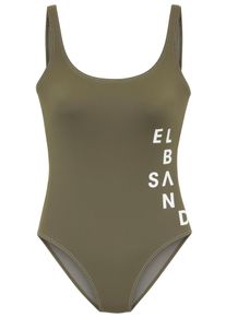 ELBSAND Damen Badeanzug "Deep", grün, Gr. 38, unifarben, kontrastfarbene Details, Recycling-Polyamid, Badeanzüge, mit Logo in Kontrastfarbe