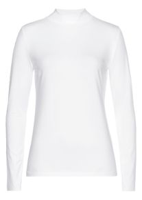 Lascana Damen Stehkragenshirt, weiß, casual, Gr. 44, unifarben, Jersey, Obermaterial: 95% Baumwolle, 5% Elasthan, Shirts