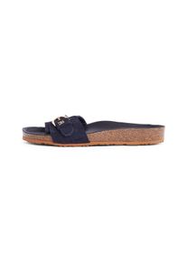 Tommy Hilfiger Damen Pantolette "SOFT SUEDE ADJUSTABLE MULE", Gr. 39, blau, Veloursleder, modisch, Schuhe, Keilabsatz, Sommermode, Schlupfschuh,