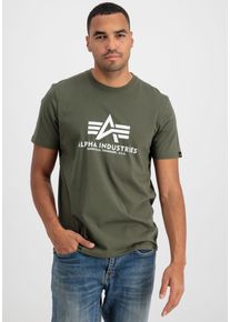 Herren T-Shirt "Basic T-Shirt", grün, modisch, Gr. XL, Alpha Industries, bedruckt, Single Jersey, Obermaterial: 100% Baumwolle, Shirts