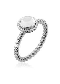NENALINA Damen Fingerring "Bergkristall Geburtsstein April Trend 925 Silber", 58mm,mit Steinen, Silber 925 (Sterlingsilber), 2mm, weiß, Silber 925
