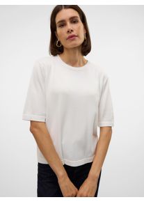 Véro Moda VERO MODA Damen Kurzarmpullover "VMSILJE 2/4 O-NCK OVERSIZE PULL GA NOOS", weiß, modisch, Gr. S, unifarben, Strick, Feinstrick, Obermaterial: 77%