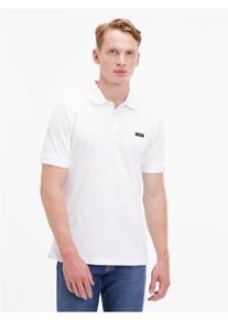 Calvin Klein Herren Poloshirt, weiß, klassisch, Gr. XXL, bedruckt, unifarben, Web, Obermaterial: 96% Baumwolle, 4% Elasthan, Shirts, mit Calvin Klein
