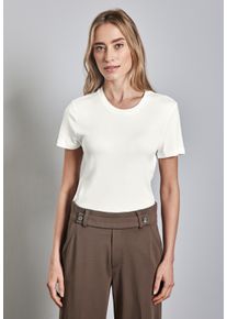 Street One Damen Rundhalsshirt, weiß, casual, Gr. 44, unifarben, Web, Stoff, 50% Baumwolle, 50% Modal, Shirts, mit Rundhalsausschnitt
