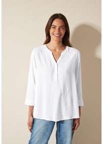 Cecil Damen Shirtbluse, weiß, casual, Gr. L, unifarben, Stoff, 100% Viskose, Blusen, aus softer Viskose