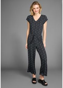 Laura Scott Damen Jumpsuit, schwarz, casual, Gr. 42, gemustert, Jersey, Obermaterial: 95% Viskose, 5% Elasthan, Overalls, mit filigranem Alloverprint