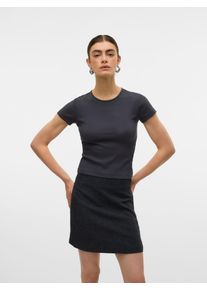 Véro Moda VERO MODA Damen Rundhalsshirt "VMCHLOE SS SHORT TOP JRS NOOS", grau, modisch, Gr. XXL, unifarben, Feinripp, Obermaterial: 95% Baumwolle, 5% Elasthan,