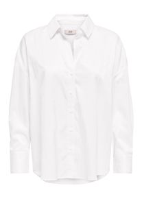 Jacqueline de Yong JDY Damen Hemdbluse "JDYVESPER L/S LOOSE SHIRT WVN NOOS", weiß, modisch, Gr. XS, unifarben, Web, Obermaterial: 60% Polyester, 40% Baumwolle, Blusen