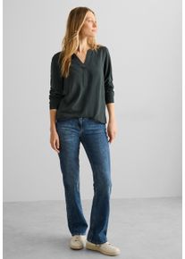 Cecil Damen Langarmbluseslate khaki, casual, Gr. M, unifarben, Stoff, 100% Viskose, Blusen, aus softer Viskose