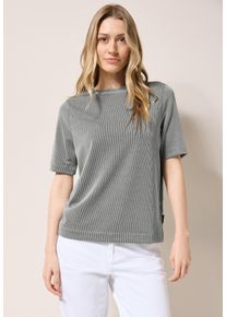 Cecil Damen Rundhalsshirtslate khaki, casual, Gr. M, gestreift, Stoff, 53% Viskose, 41% Polyester, 6% Elasthan, Shirts, mit U-Boot-Ausschnitt