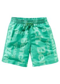 Bench. Kinder Badeshorts, grün, Gr. 110, unifarben, Microfaser, Polyester, Badehosen, mit allover Logodruck
