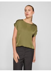 Vila Damen Kurzarmshirt "VIELLETTE S/S SATIN TOP - NOOS", grün, modisch, Gr. 38, unifarben, Satin, Obermaterial: 100% Polyester, Shirts, Satin Optik