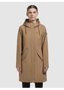 Khujo Damen Regenmantel "ELEA", beige, casual, Gr. M, unifarben, Canvas, 100% Polyester, Mäntel