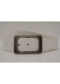 AnnaMatoni Damen Ledergürtel, weiß, casual, Gr. 85, Rindsleder, Gürtel, mit silbener Schließe