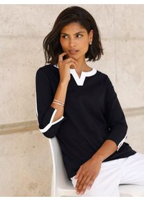 Classic Basics Damen 3/4-Arm-Shirt "3/4-Arm-Shirt", schwarz-weiß, Gr. 48, gemustert, mehrfarbig, 100% Baumwolle, Shirts