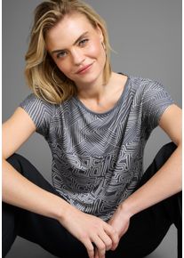 Laura Scott Damen T-Shirt, blau, casual, Gr. 36, bedruckt, gemustert, Jersey, Obermaterial: 95% Viskose, 5% Elasthan, Shirts, mit stylischem