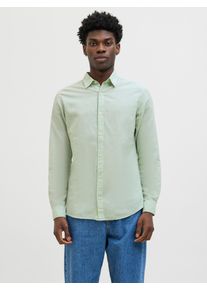 Jack & Jones JACK & JONES Herren Langarmhemd "JJEBREEZE SHIRT LS SN", grün, modisch, Gr. S, unifarben, Web, Obermaterial: 70% Baumwolle, 30% Leinen, Hemden, mit