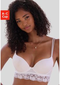 Vivance Damen Push-up-BH, Gr. 80, weiß, Microtouch, Spitze, Obermaterial: 60% Polyamid, 35% Polyester, 5% Elasthan, feminin, BHs, mit Bügel und