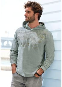 John Devin Herren Kapuzenshirt, grün, casual, Gr. S, bedruckt, Slub, Obermaterial: 100% Baumwolle, Shirts, Langarmshirt bedruckt mit Kapuze aus
