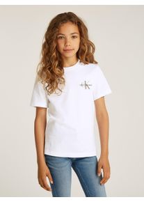 Jungen T-Shirt "Chest Monologo Ss T-Shirt", weiß, casual, Gr. 6, Calvin Klein Jeans, Single Jersey, Obermaterial: 100% Baumwolle, Shirts, für Kinder