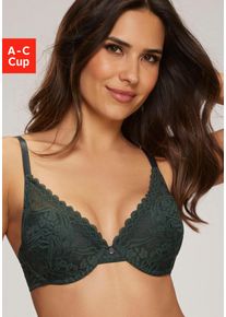 s.Oliver Damen Push-up-BH "Danielle", Gr. 75, grün, Spitze, Obermaterial: 60% Polyamid, 35% Polyester, 5% Elasthan, feminin, BHs, aus dezent